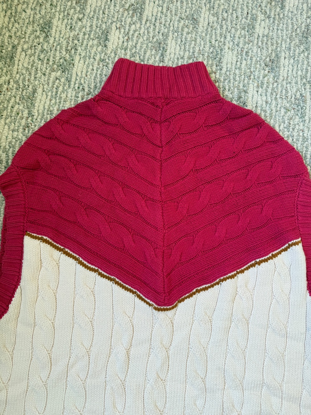 NWT Anthropologie Maeve Varsity Stripe Pink Ivory Brown Poncho Sweater Vest S/M - Picture 10 of 16
